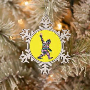 Vrede Liefde Bigfoot Hippie Grappige Bigfoot Liefh Tin Sneeuwvlok Ornament