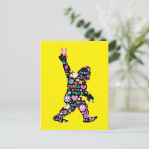 Vrede Liefde Bigfoot Hippie Grappige Bigfoot Liefh Uitnodiging Briefkaart