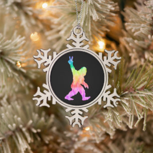 Vrede Liefde Bigfoot Tin Sneeuwvlok Ornament