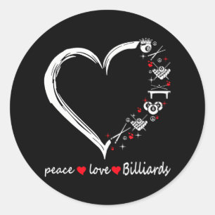 Vrede liefde biljart hart ronde sticker