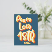 Vrede Liefde Blauw Retro Groovy 18e Verjaardag Briefkaart (Staand voorkant)