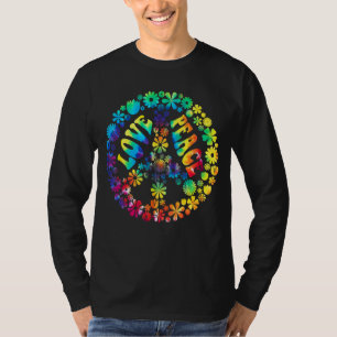 Vrede Liefde Bloemen Grafisch Vredesteken Tie Dye T-shirt