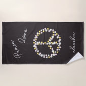 Vrede Liefde Bloemig Vredesteken Persoonlijk Strandlaken (Voorkant)