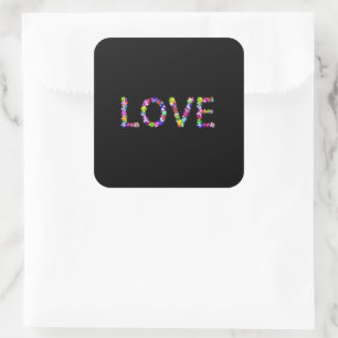 Vrede & Liefde Bloemrijke Typografie Inspirerend Vierkante Sticker