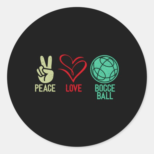 Vrede Liefde Bocce Ball Ronde Sticker (Voorkant)