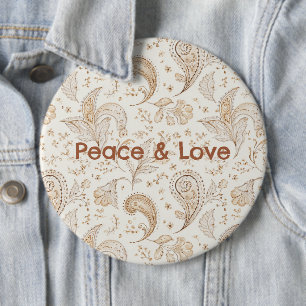 Vrede Liefde Boheem Hippie Jaren Zestig Paisley Ronde Button 6,0 Cm