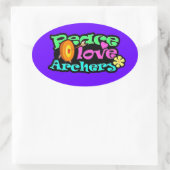 Vrede, Liefde, Boogschieten Ovale Sticker (Tas)