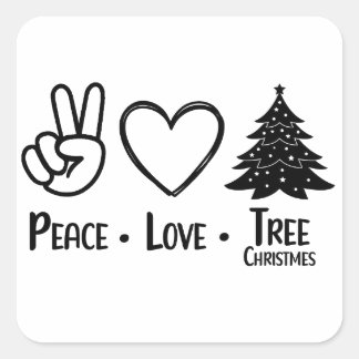 Vrede Liefde Boom Kerstmis Vierkante Sticker
