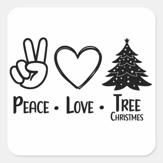 Vrede Liefde Boom Kerstmis Vierkante Sticker (Voorkant)