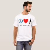 Vrede, liefde, boor t-shirt (Voorkant volledig)