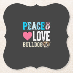 Vrede Liefde Bulldog Vector Kartonnen Onderzetters