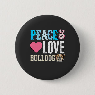Vrede Liefde Bulldog Vector Ronde Button 5,7 Cm