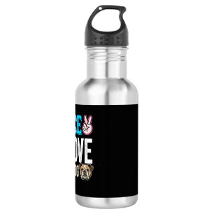 Vrede Liefde Bulldog Vector Waterfles