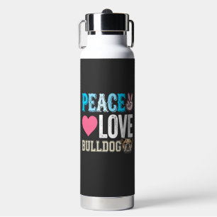 Vrede Liefde Bulldog Vector Waterfles