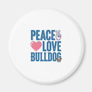 Vrede Liefde Bulldog Vintage Hond Shirt Ontwerp Magneet