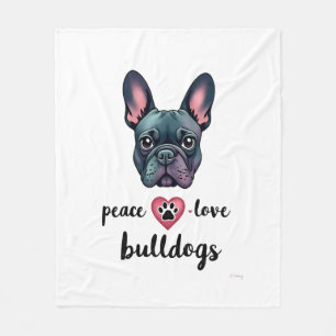 Vrede Liefde Bulldogs Vintage Galaxy Franse Bulldo Fleece Deken