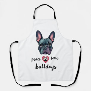 Vrede Liefde Bulldogs Vintage Galaxy Franse Bulldo Schort