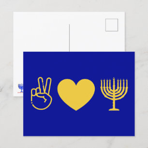 Vrede Liefde & Chanoeka Gouden versie Briefkaart