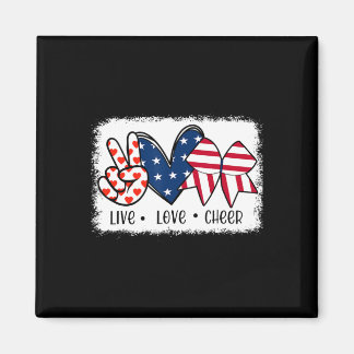 Vrede Liefde Cheer USA Vlag 4 Juli Cheerleading Magneet