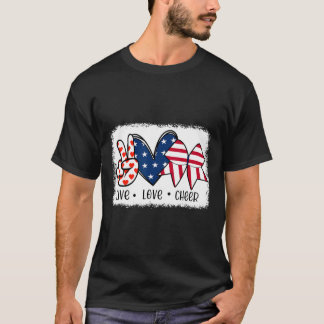 Vrede Liefde Cheer USA Vlag 4 Juli Cheerleading T-shirt