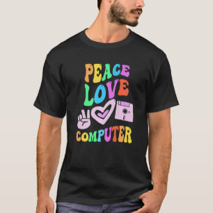 VREDE LIEFDE COMPUTER Retro technologie leraar Gro T-shirt