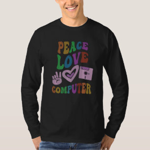 VREDE LIEFDE COMPUTER Retro Technologie Leraar Gro T-shirt