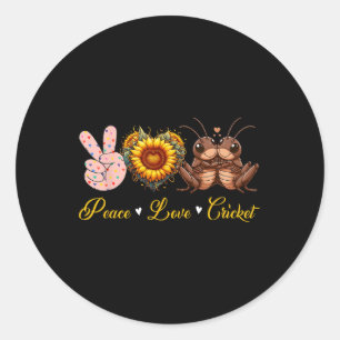 Vrede Liefde Cricket Insecten Zonnebloemen Vrede H Ronde Sticker