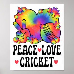 Vrede Liefde Cricket Liefhebber 60s 70s Hippie Out Poster