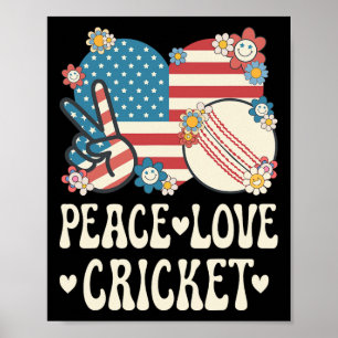 Vrede Liefde Cricket Liefhebber Amerikaanse Vlag P Poster