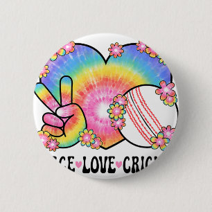 Vrede Liefde Cricketliefhebber 60s 70s Hippie Outf Ronde Button 5,7 Cm