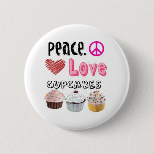 Vrede. Liefde. Cupcakes. Knoop Ronde Button 5,7 Cm