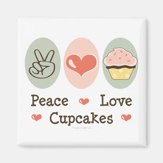 Vrede Liefde Cupcakes Magnet Magneet (Voorkant)