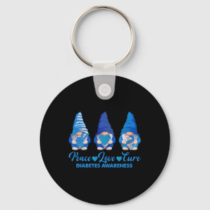 Vrede Liefde Cure Blauwe Gnomen T1D Diabetes Aware Sleutelhanger