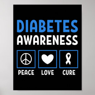 Vrede Liefde Cure Diabetes Awareness 3 Poster