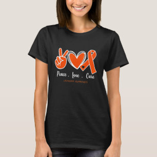 Vrede Liefde Cure Leukemie Bewustzijn Oranje Lint  T-shirt