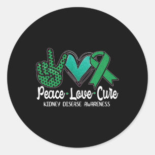 Vrede Liefde Cure Nierziekte Awareness Gift Ronde Sticker