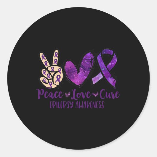 Vrede liefde Cure Overdosis Awareness Ribbon Ronde Sticker (Voorkant)