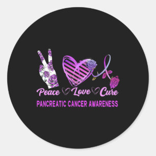 Vrede Liefde Cure Pancreaskanker Bewustzijn Vrouwe Ronde Sticker