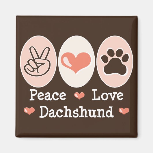 Vrede Liefde Dachshund Magnet Magneet (Voorkant)