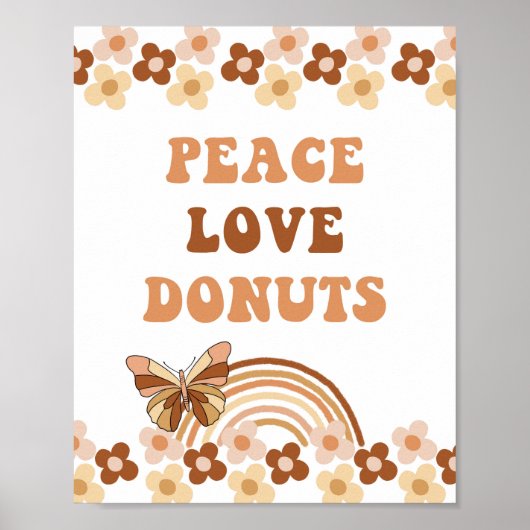 Vrede Liefde Donuts Groovy Retro Feestbord Poster (Voorkant)