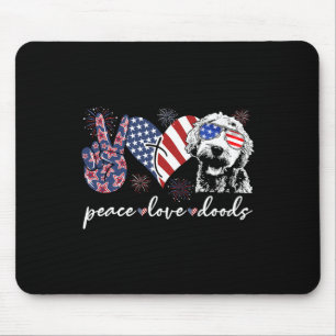 Vrede Liefde Doods Goldendoodle Vlag van de VS Doo Muismat