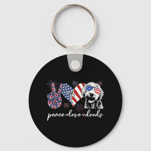 Vrede Liefde Doods Goldendoodle Vlag van de VS Doo Sleutelhanger