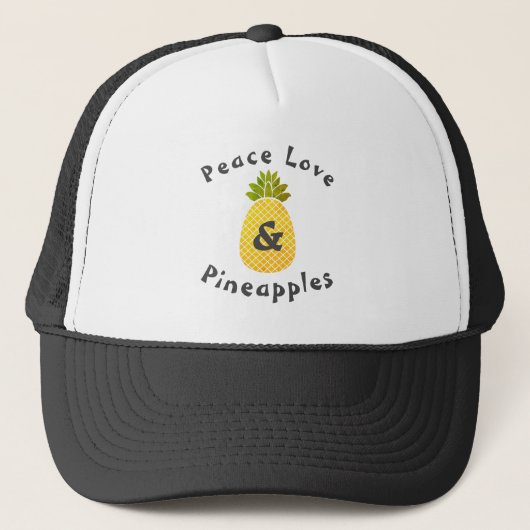 Vrede, liefde en ananas Trucker Hat Trucker Pet (Voorkant)