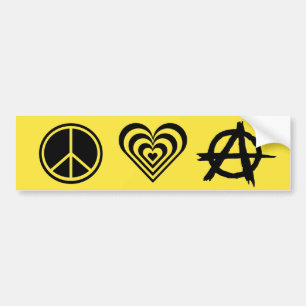 Vrede Liefde en Anarchie Bumpersticker