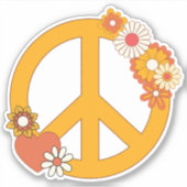 Vrede, Liefde en Bloem Waterdicht Sticker (Voorkant)