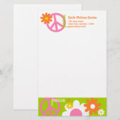 Vrede, liefde en bloemen briefpapier (Voorkant / Achterkant)