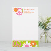 Vrede, liefde en bloemen briefpapier (Staand voorkant)