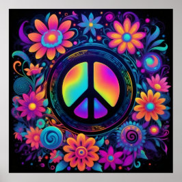 Vrede, liefde en bloemen poster