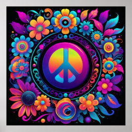 Vrede, liefde en bloemen poster