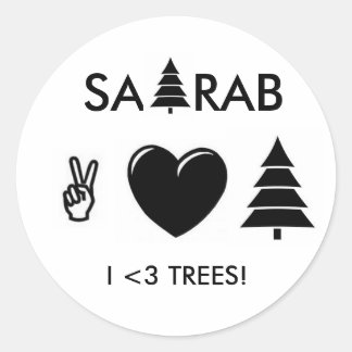 VREDE LIEFDE EN BOMEN! RONDE STICKER